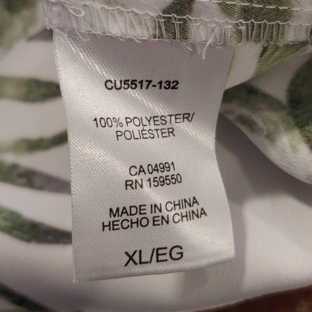 Hilary Radley Palm Print Blouse XL Tropical V-Neck Top - Picture 4 of 5